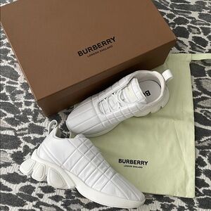 Burberry Leather Quilted White Sneakers